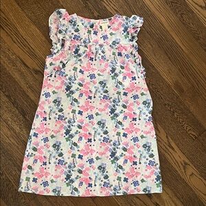 Crewcuts Floral Print Dress with Ruffle Sleeves